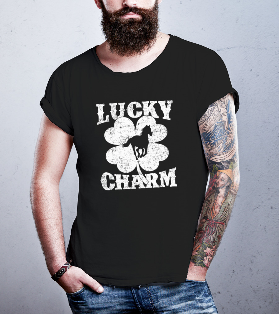 Lucky Charm Horse Lover Shamrock St Patrick's Day T-Shirt