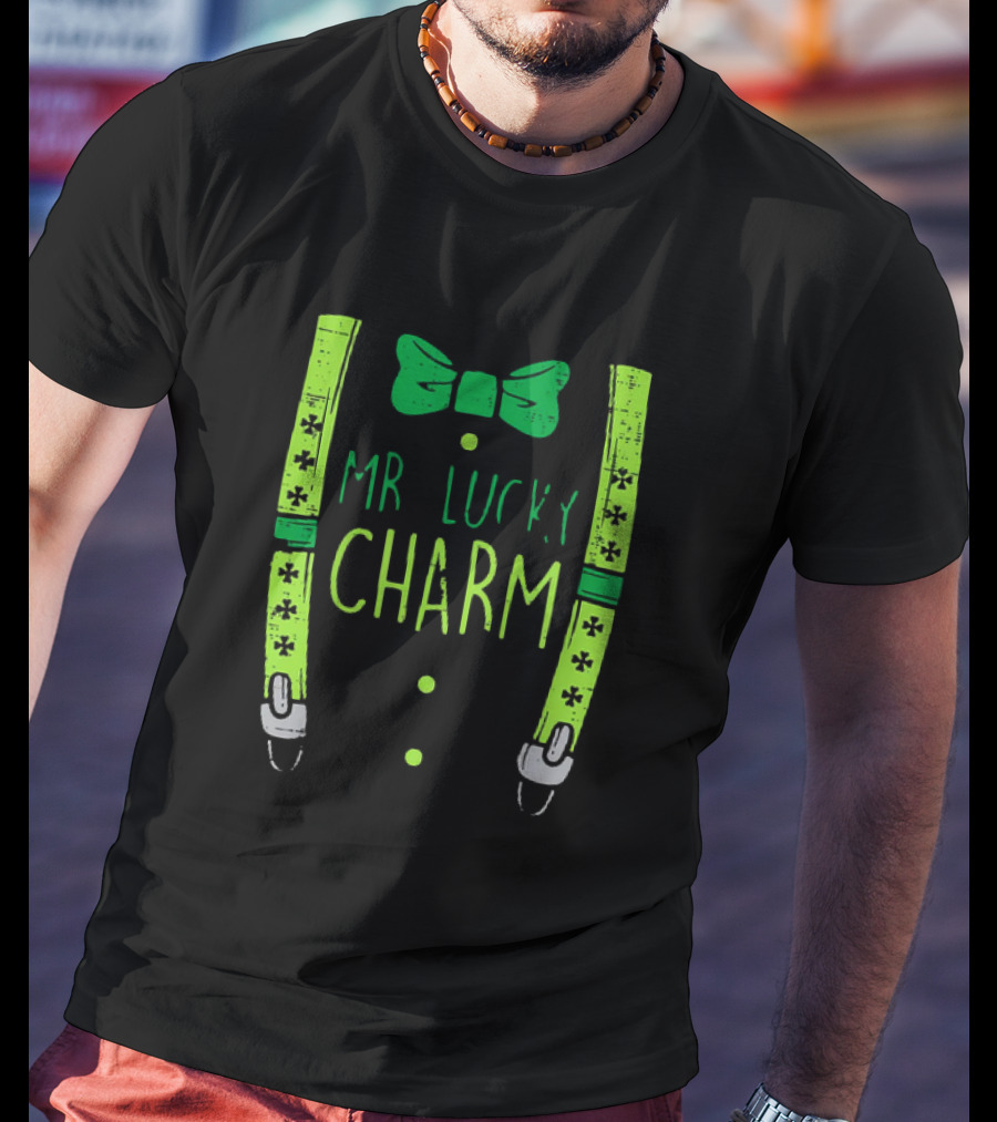 Mr Lucky Charm Suspenders St Patricks Day Boys T-Shirt
