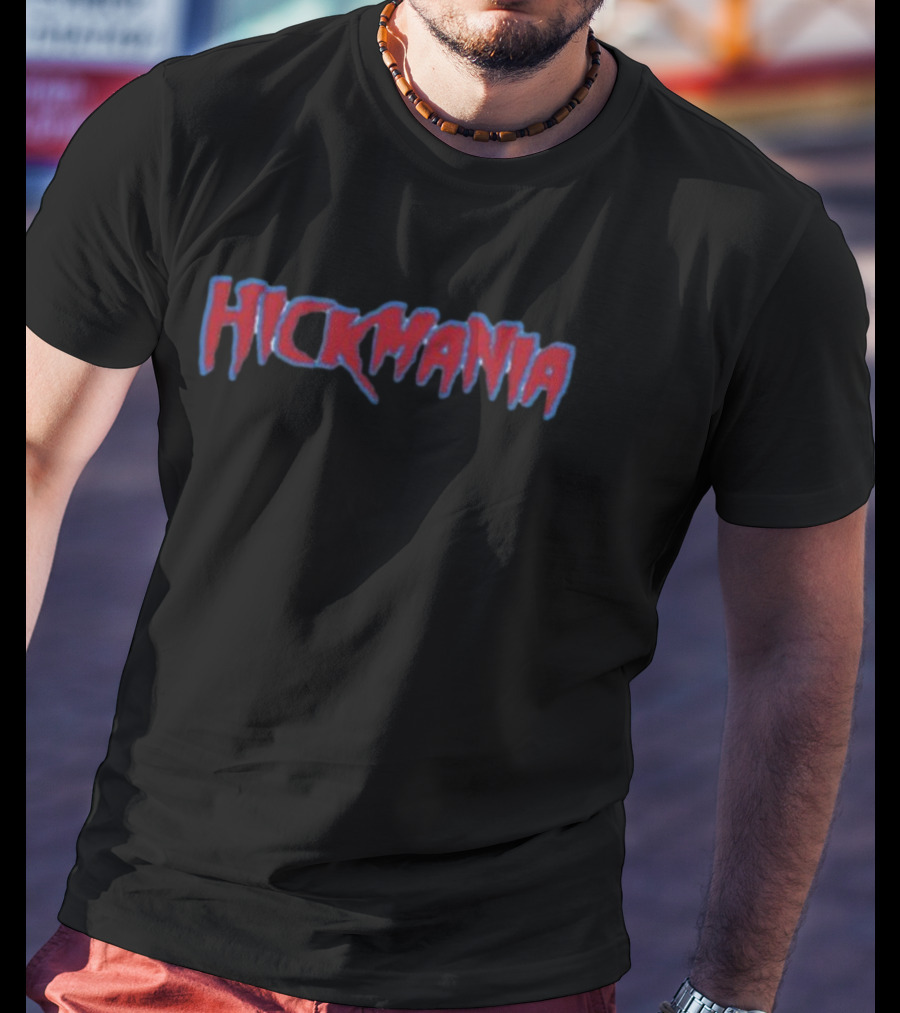 Hickmania Bold Red And Blue Text T-Shirt