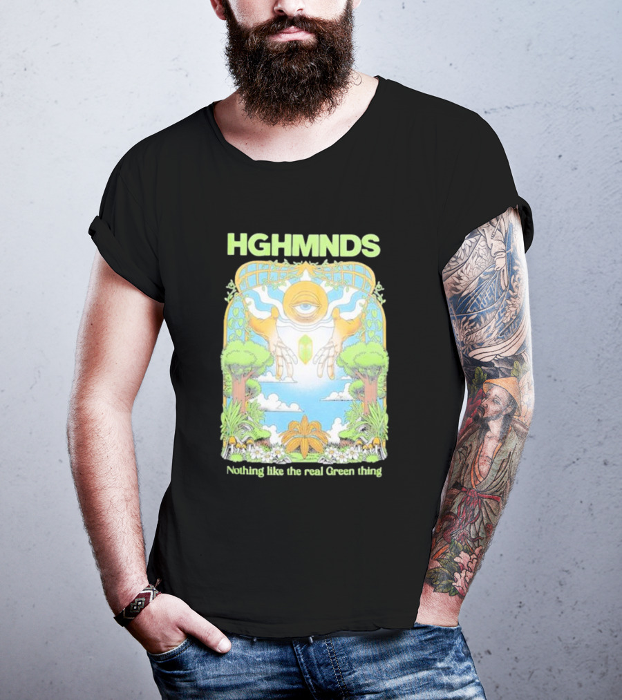 HGHMNDS Nothing Like The Real Green Thing Eye And Hands Above Nature Scene T-Shirt