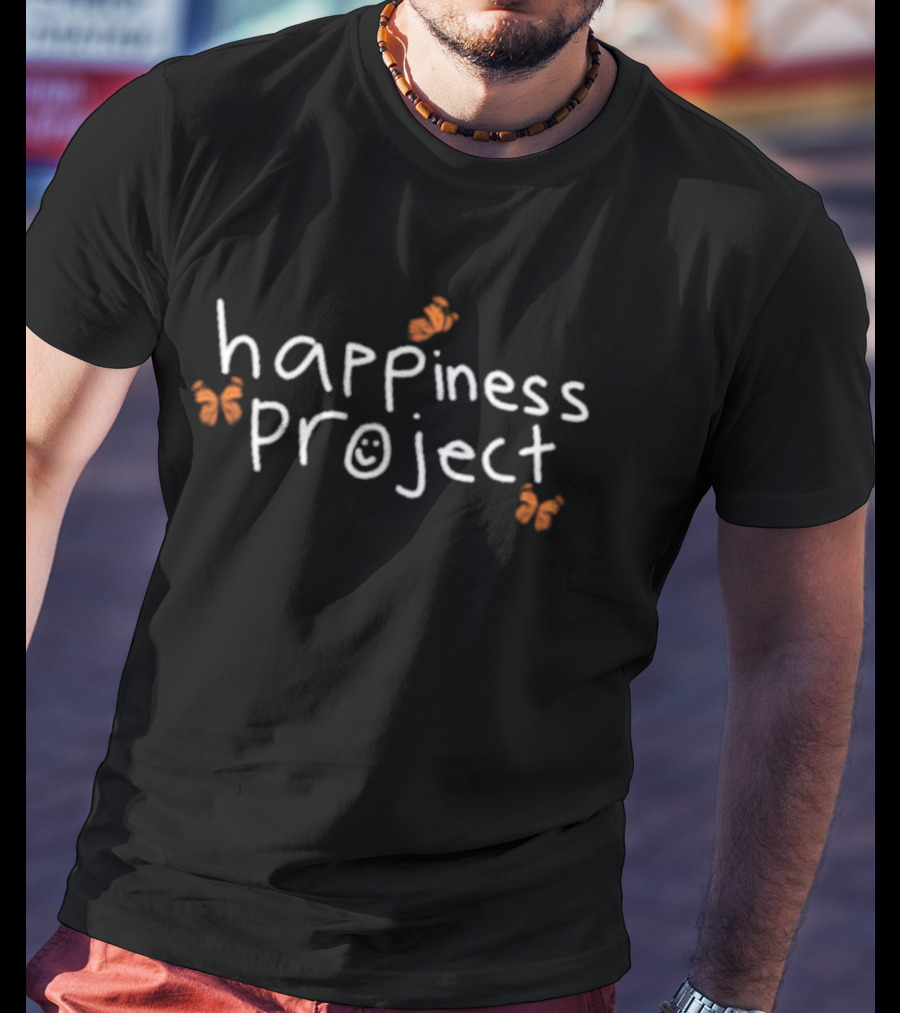 Happiness Project Butterfly Smiley Face And Orange Butterflies T-Shirt