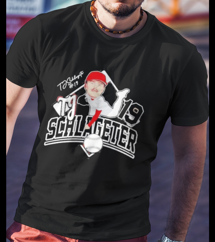 Louisville Cardinals TJ Schlageter 19 Baseball Cartoon T-Shirt
