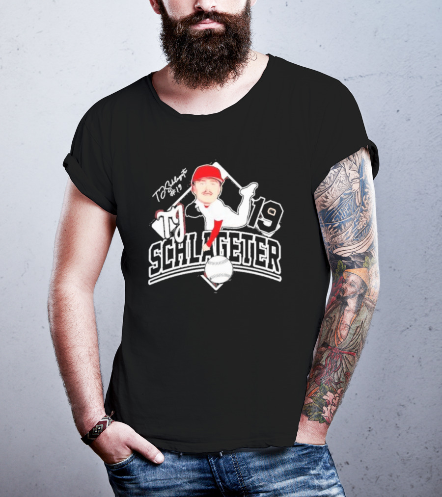 Louisville Cardinals TJ Schlageter 19 Baseball Cartoon T-Shirt