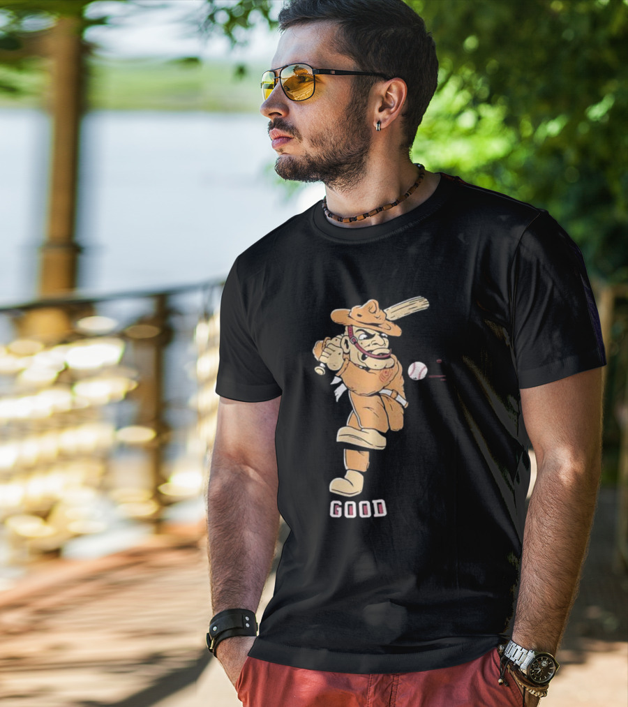 Good Tam Baseball Comic Character Swinging At Pitch T-Shirt