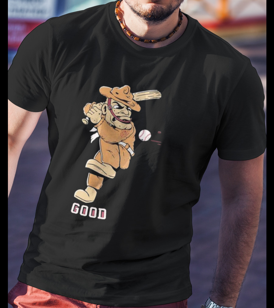Good Tam Baseball Comic Character Swinging At Pitch T-Shirt