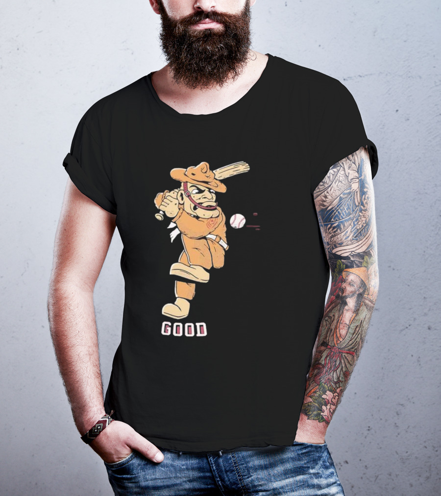 Good Tam Baseball Comic Character Swinging At Pitch T-Shirt