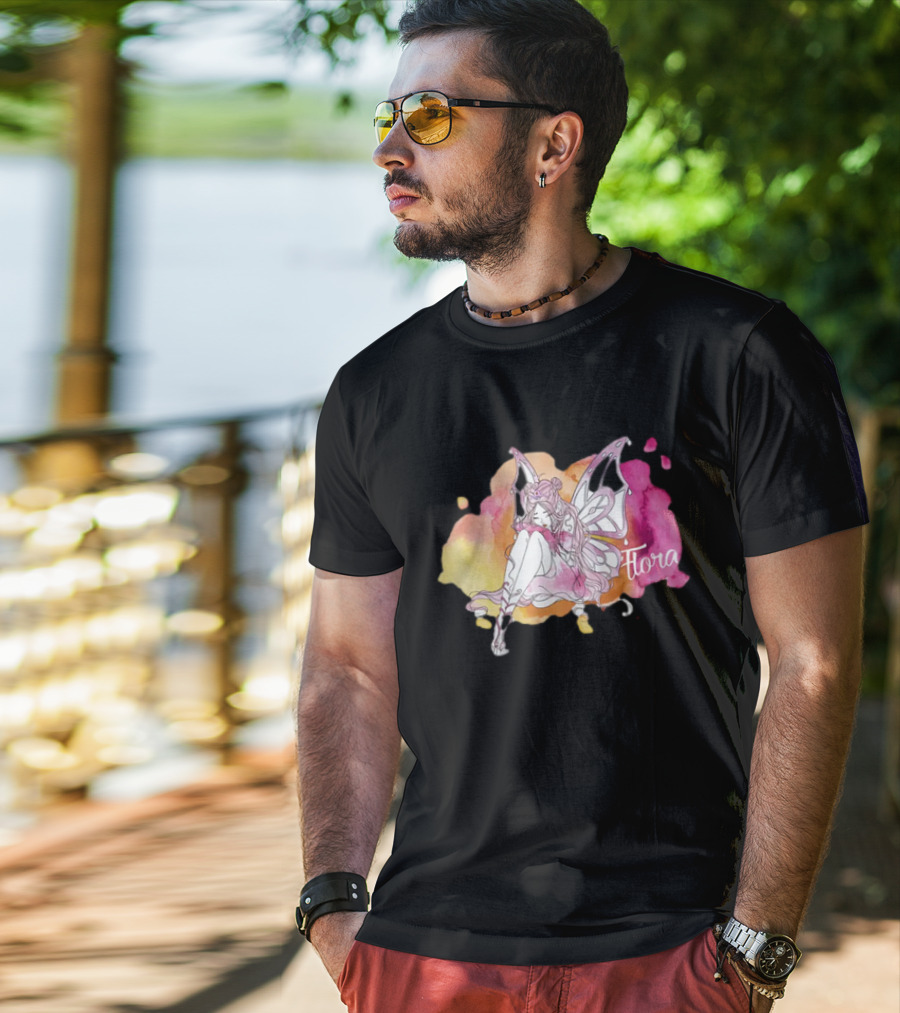 Flora Winx Club Merch Shine Bright Watercolor Wings T-Shirt