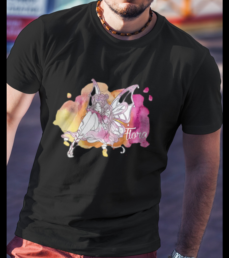 Flora Winx Club Merch Shine Bright Watercolor Wings T-Shirt