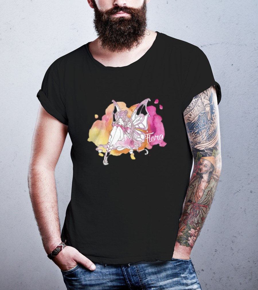 Flora Winx Club Merch Shine Bright Watercolor Wings T-Shirt