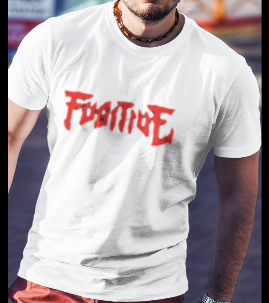 Fugitive Red Gothic Text T-Shirt