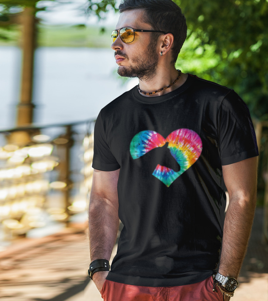 Tie-Dye Heart Horse Lover T-Shirt