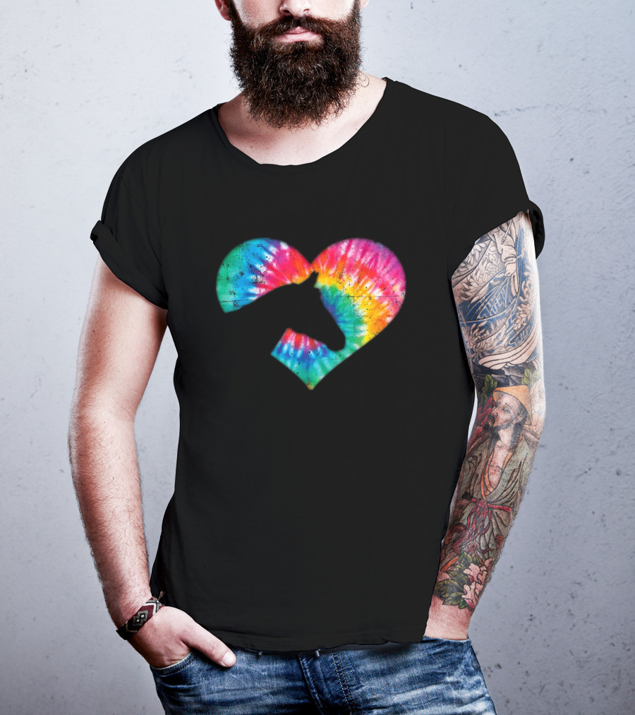 Tie-Dye Heart Horse Lover T-Shirt