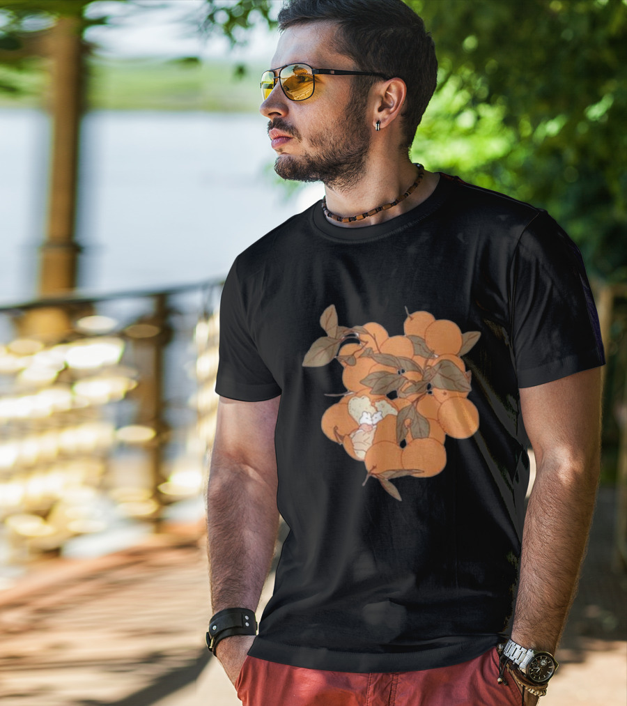 Sweet Citrus Delicate Orange Fruits With Leaves T-Shirt