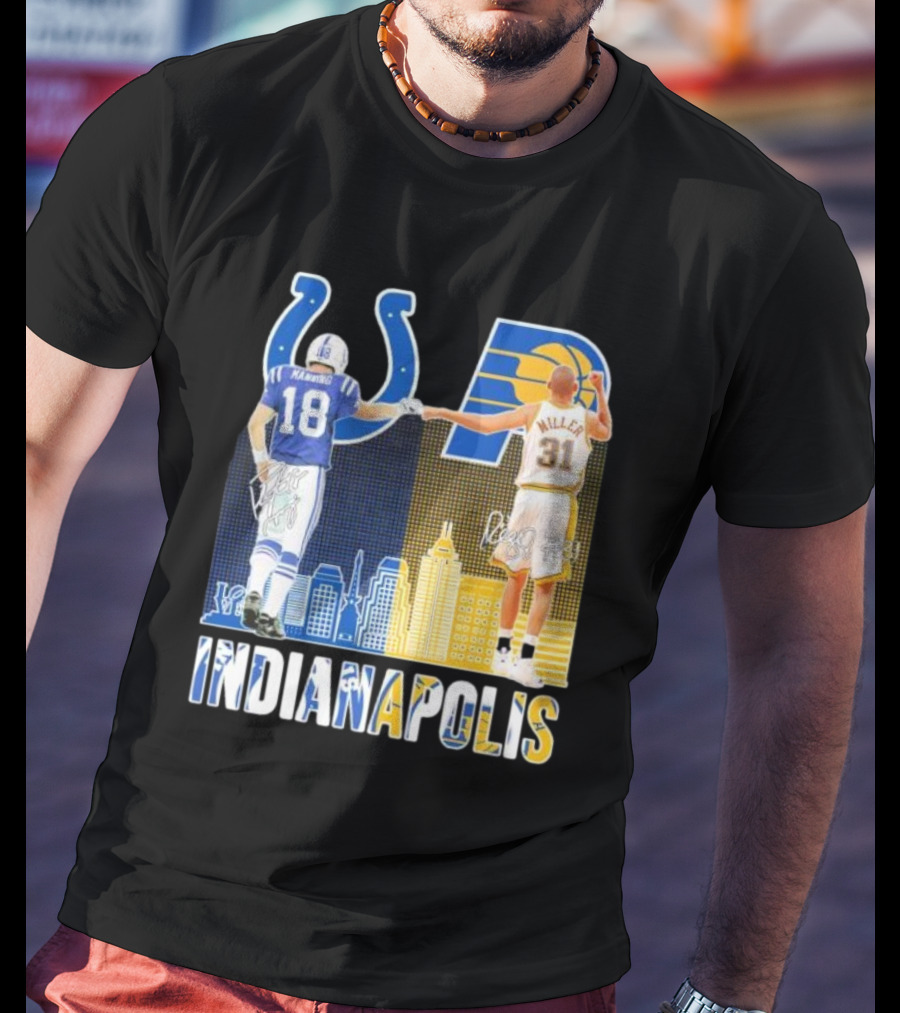 Manning Miller Indianapolis Colts Pacers Signatures Legends T-Shirt