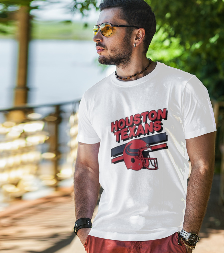 Houston Texans Vintage Helmet Stripes Retro Homage T-Shirt