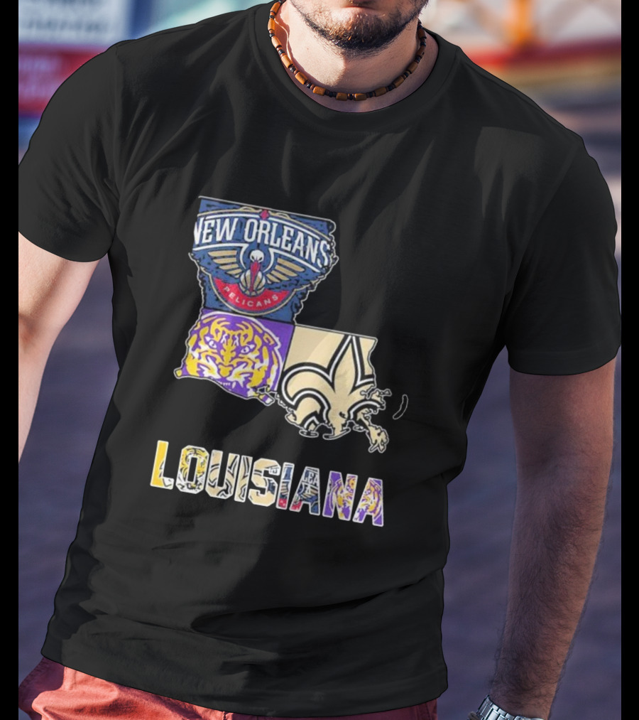 New Orleans Pelicans LSU Tigers New Orleans Saints Louisiana Pride T-Shirt