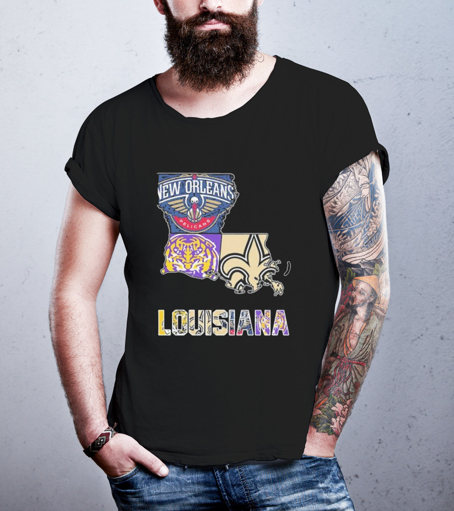 New Orleans Pelicans LSU Tigers New Orleans Saints Louisiana Pride T-Shirt