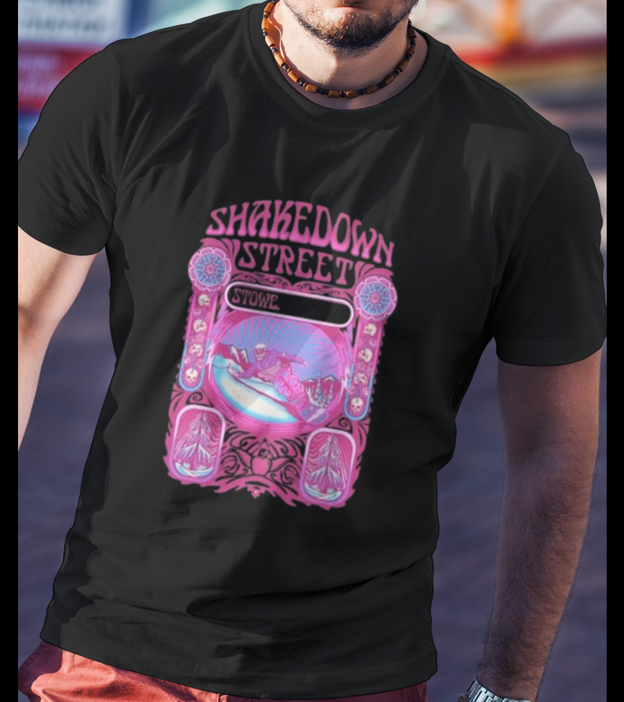 Shakedown Street Stowe Vermont Psychedelic Snowboarder Retro T-Shirt