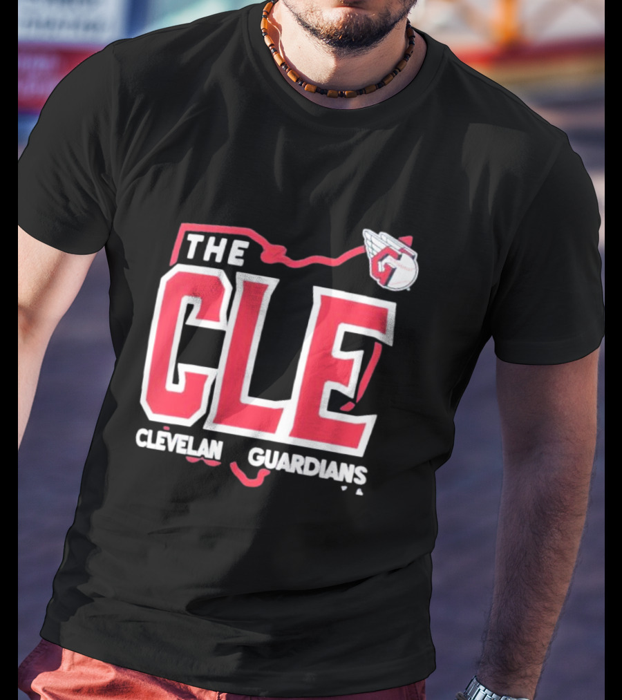 Cleveland Guardians The CLE 216 Map Logo Winged Baseball Emblem T-Shirt