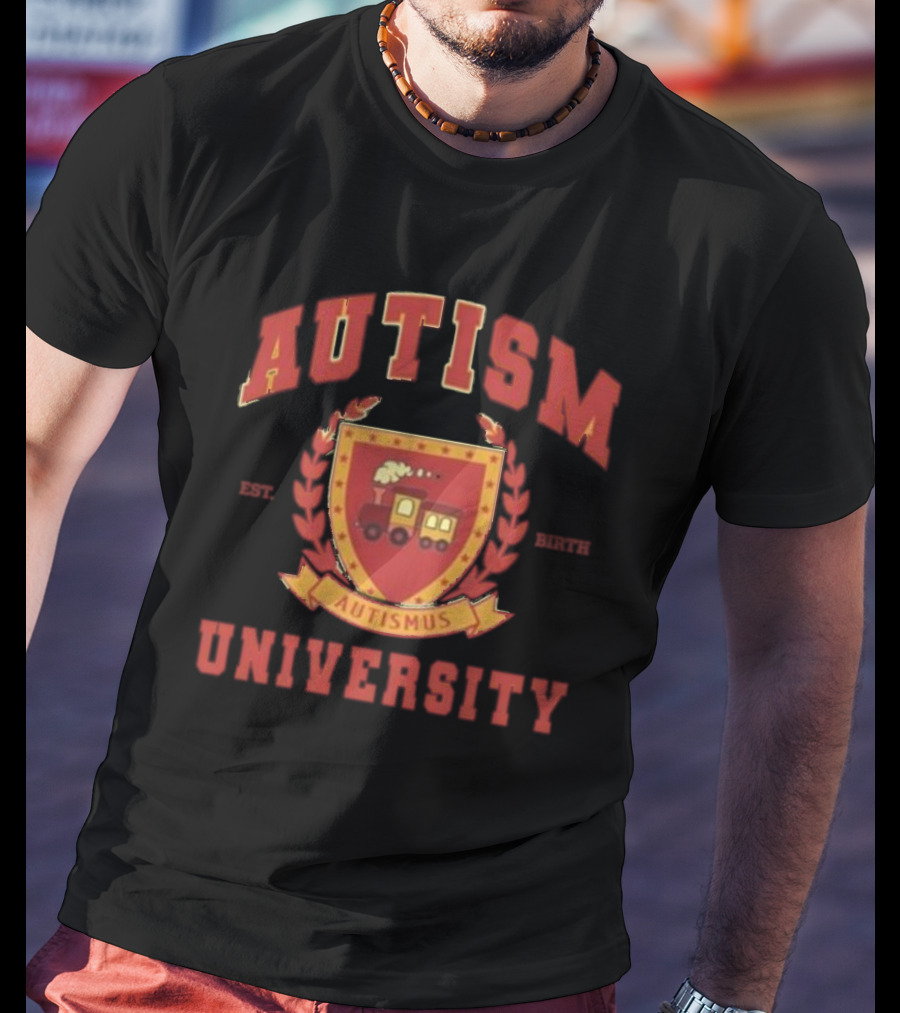 Autism University Est Birth Autismus Crest Train Emblem T-Shirt