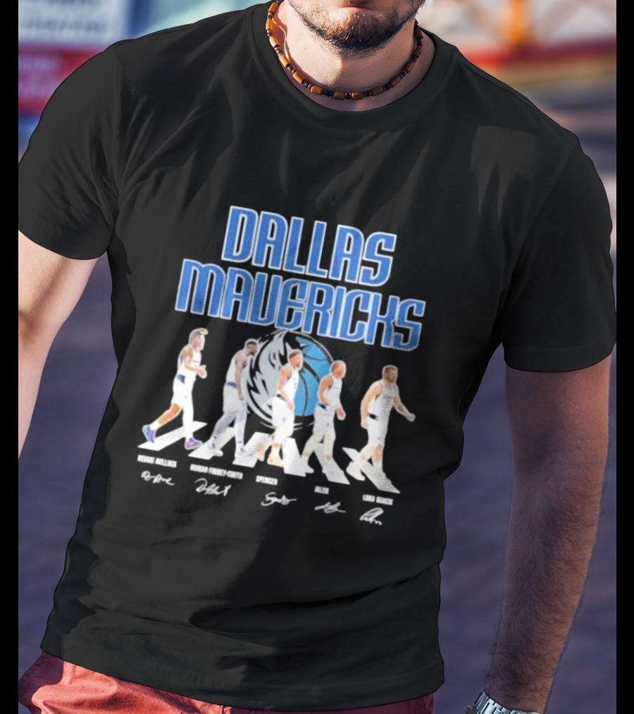 Dallas Mavericks Reggie Bullock Dorian Finney Smith Spencer Dinwiddie Jalen Brunson Luka Doncic Abbey Road Signatures T-Shirt