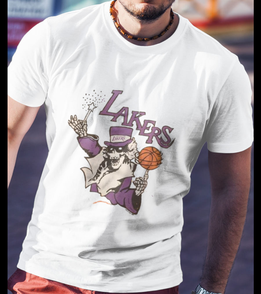 NBA Grateful Dead Lakers Skeleton Basketball T-Shirt