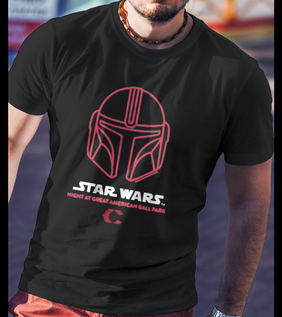 Star Wars Night At Great American Ball Park Mandalorian Helmet Reds T-Shirt