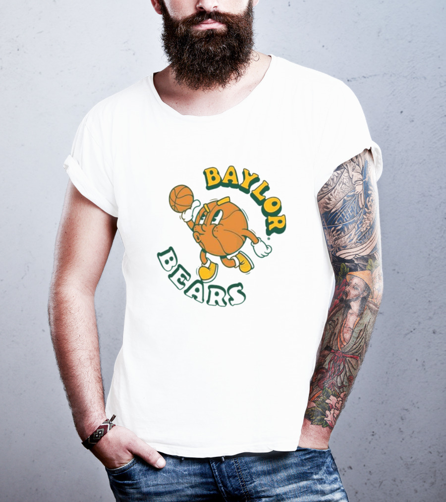 Baylor Bears Basketball Vintage Cartoon Logo Youth Green T-Shirt