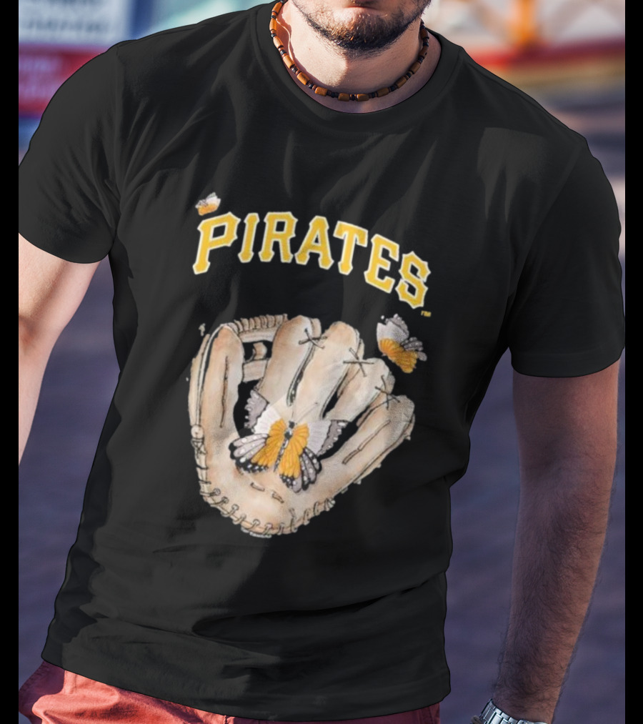 Pittsburgh Pirates Toddler Butterfly Baseball Glove Tiny Turnip T-Shirt