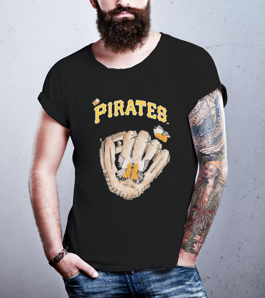 Pittsburgh Pirates Toddler Butterfly Baseball Glove Tiny Turnip T-Shirt