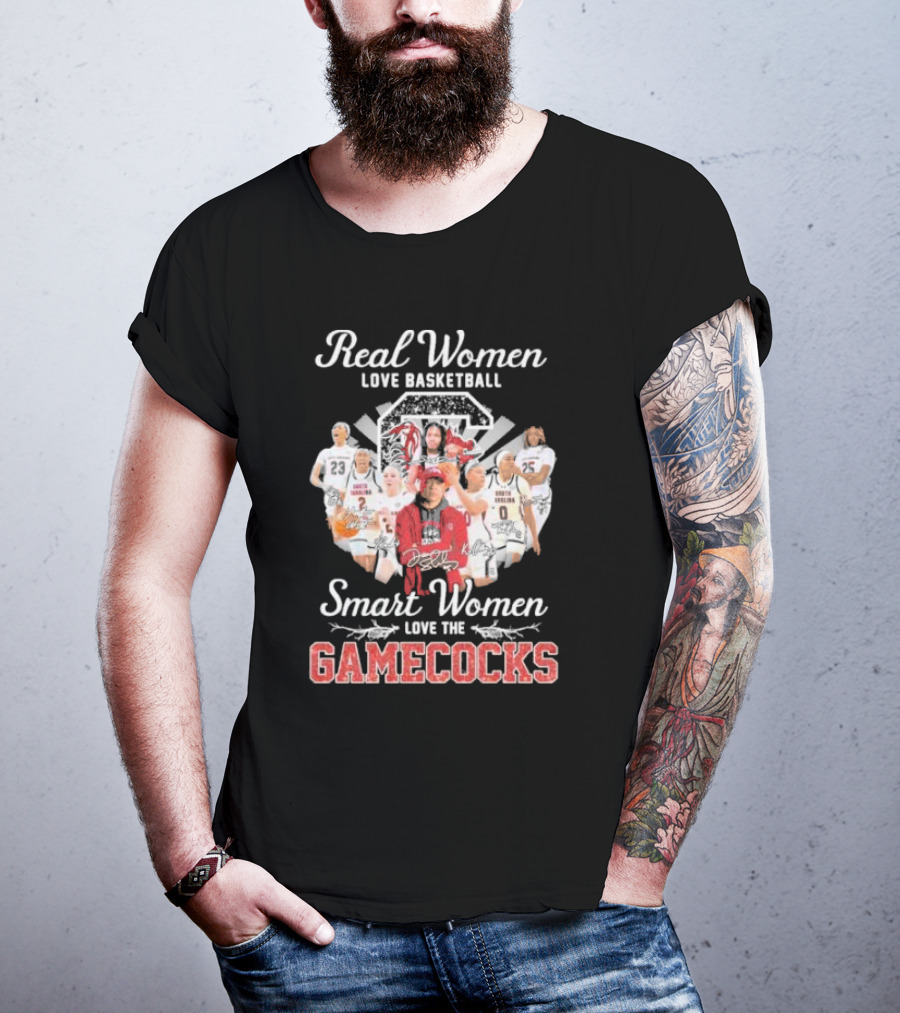Real Women Love Basketball Smart Women Love The Gamecocks Signatures T-Shirt