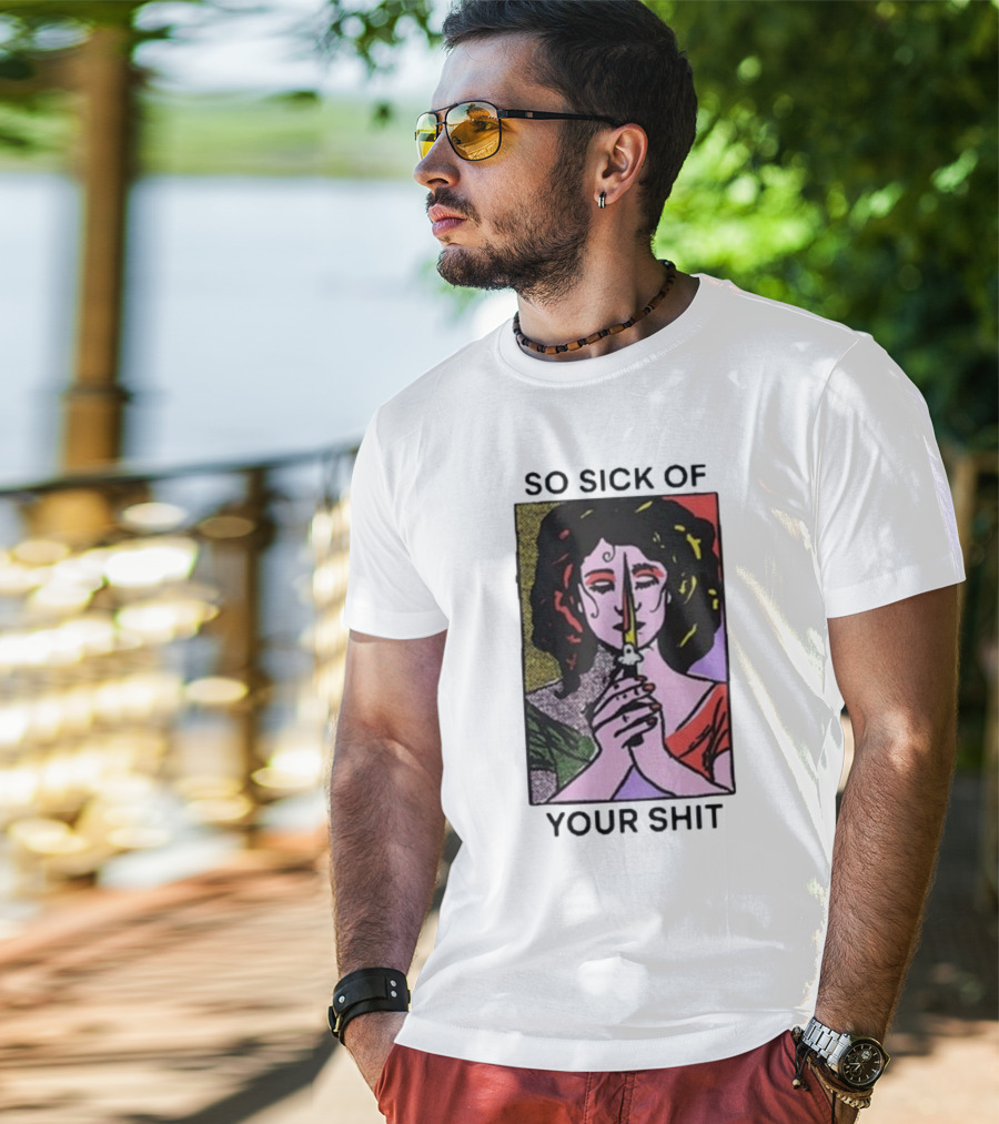 So Sick Of Your Shit Woman Holding Knife Colorful Pop T-Shirt