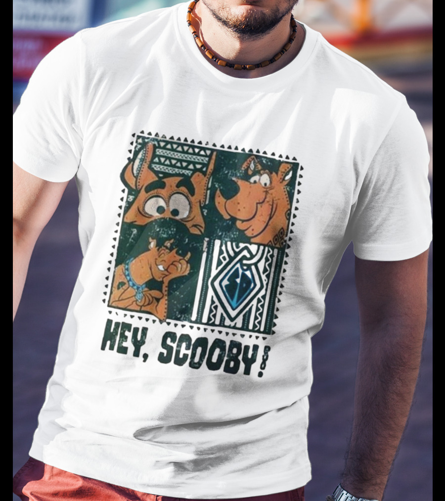 Scooby Doo Hey Scooby With Geometric Patterns And Scooby-Doo Facials T-Shirt