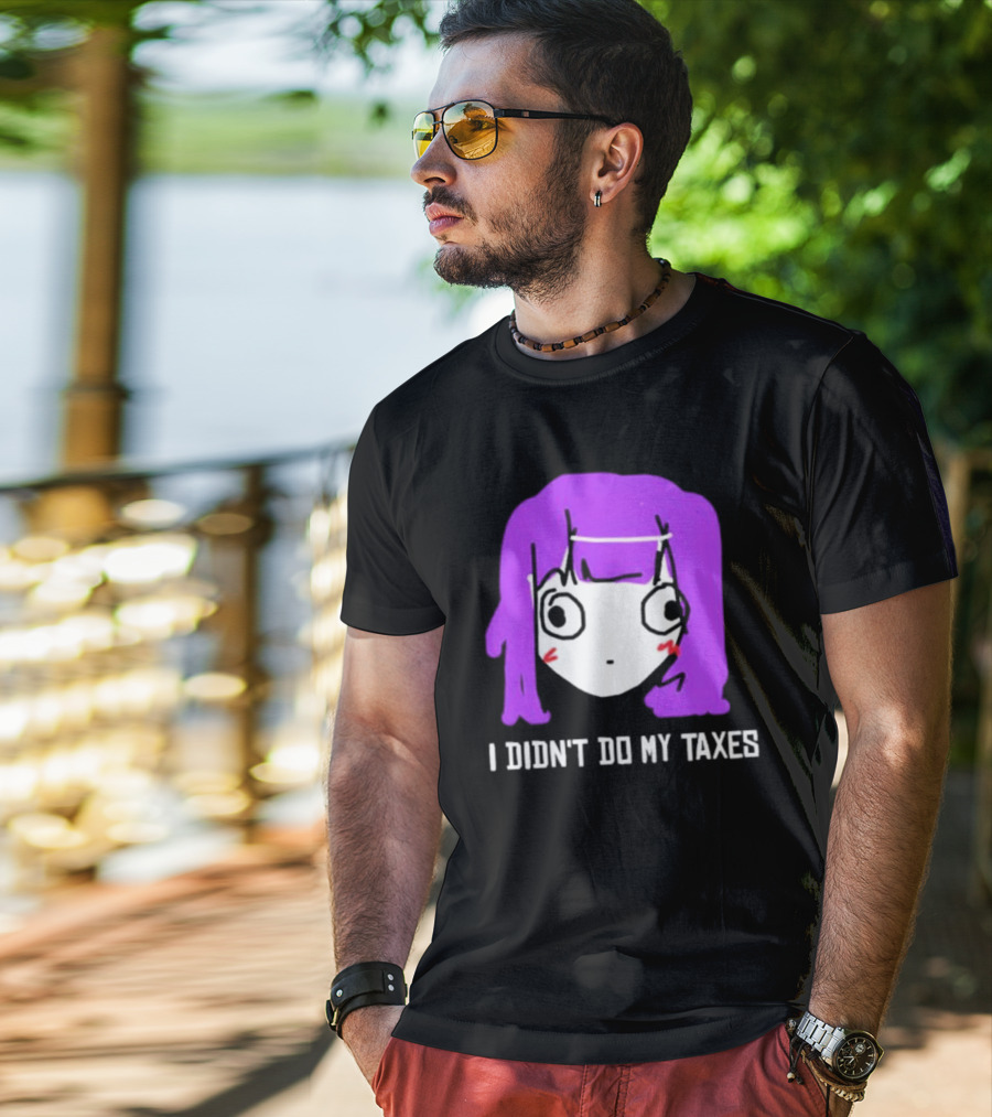 Jusagi Chan I Didn’t Do My Taxes Anime Style Purple Hair Sketch T-Shirt