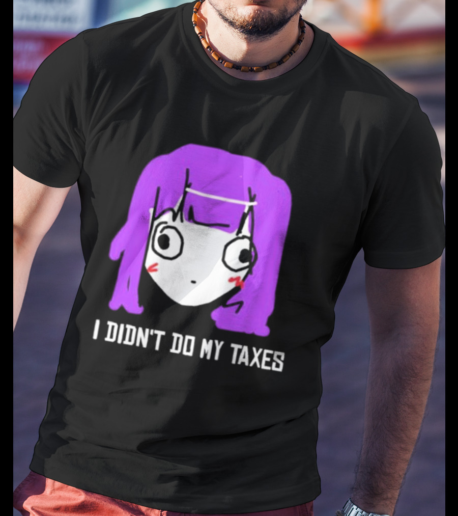 Jusagi Chan I Didn’t Do My Taxes Anime Style Purple Hair Sketch T-Shirt