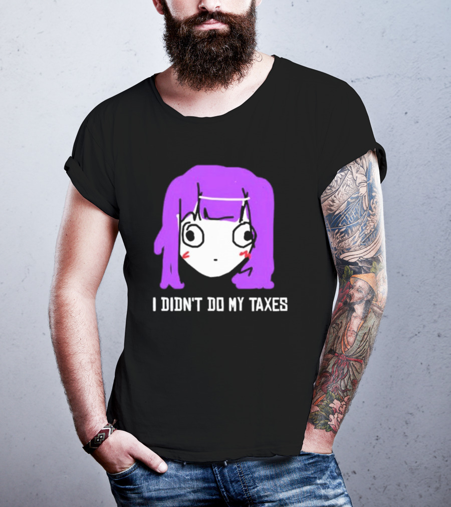 Jusagi Chan I Didn’t Do My Taxes Anime Style Purple Hair Sketch T-Shirt