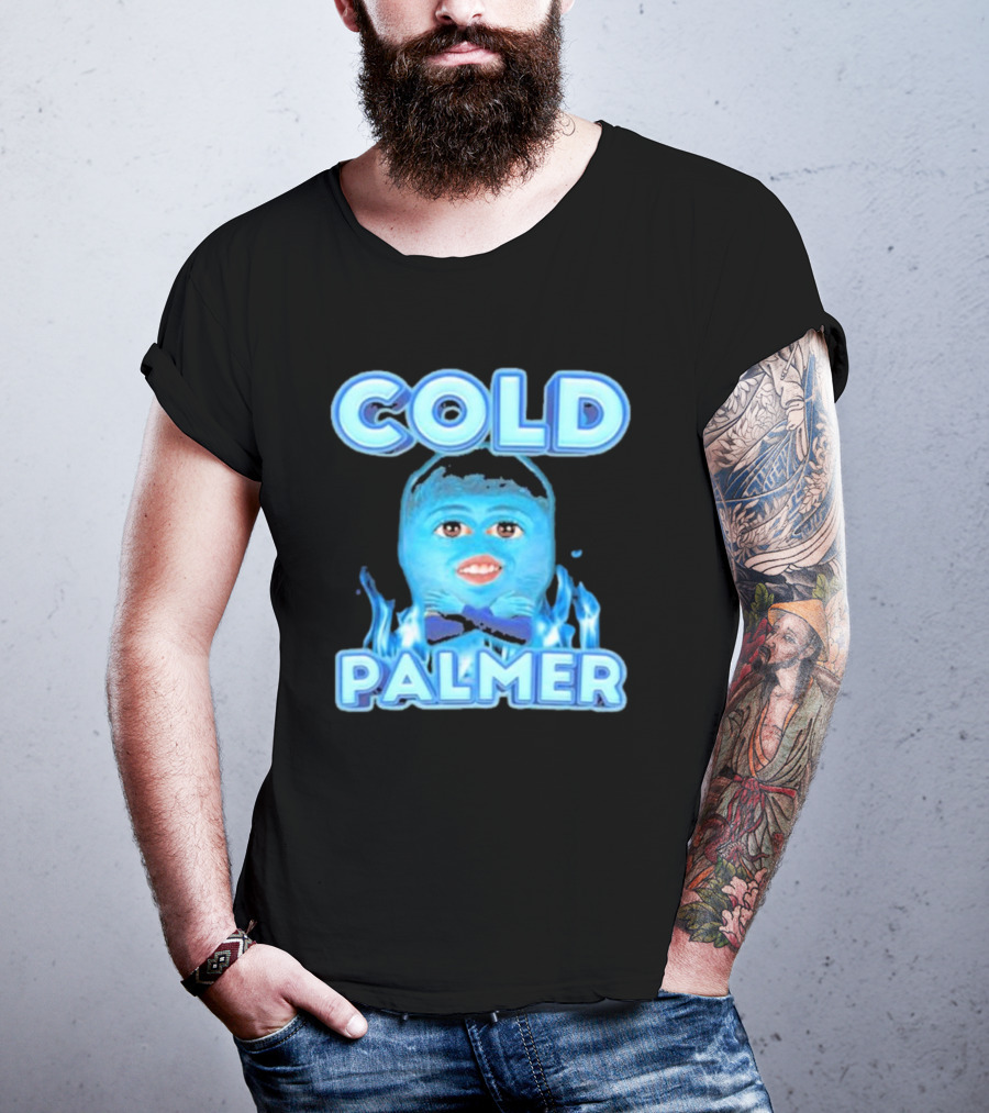 Cold Palmer Frozen Face With Blue Flames T-Shirt