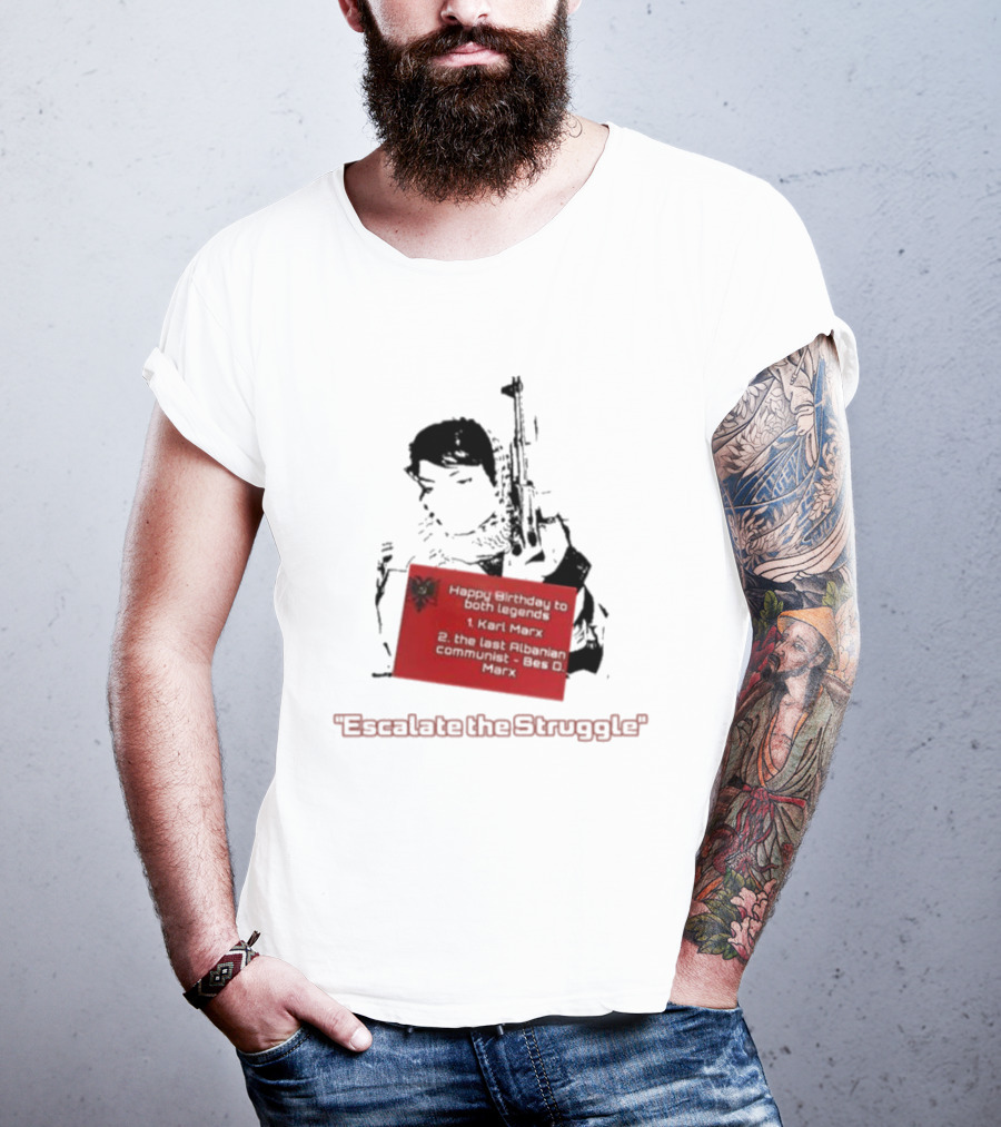 Happy Birthday To Both Legends: 1. Karl Marx 2. The Last Albanian Communist Beq O. Mark Escalate The Struggle T-Shirt