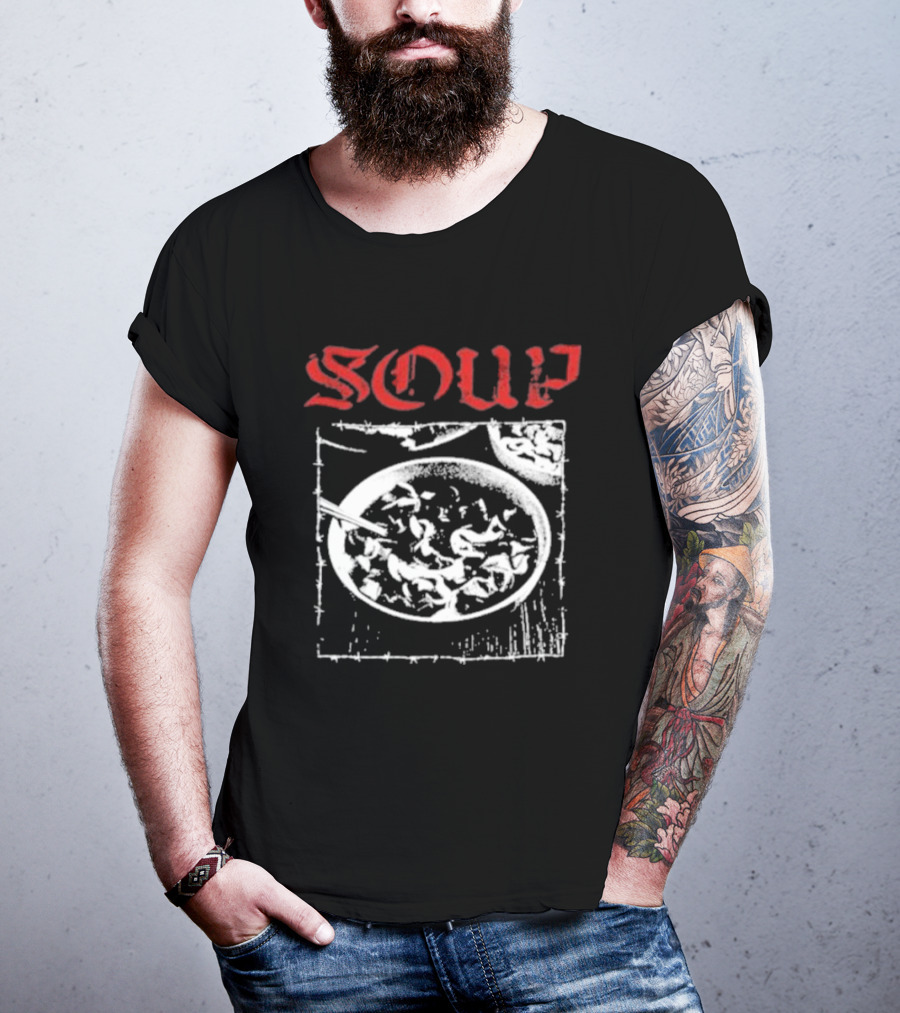 Soup Bowl With Red Hardcore Typography T-Shirt