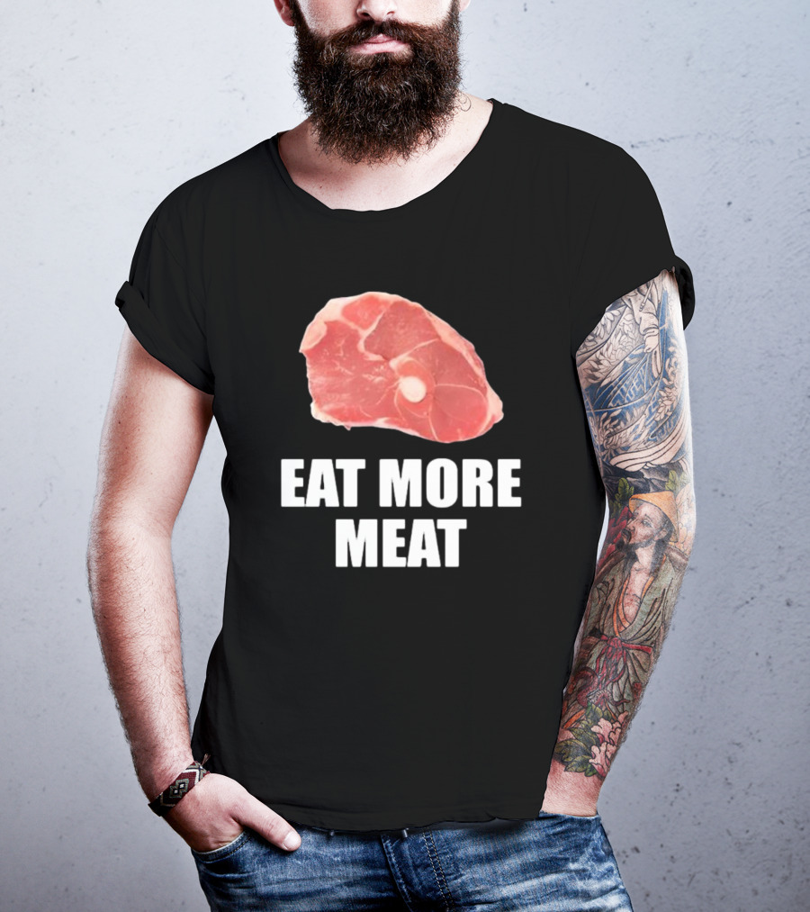 Oscar De La Hoya Wearing Eat More Meat Steak Slice T-Shirt