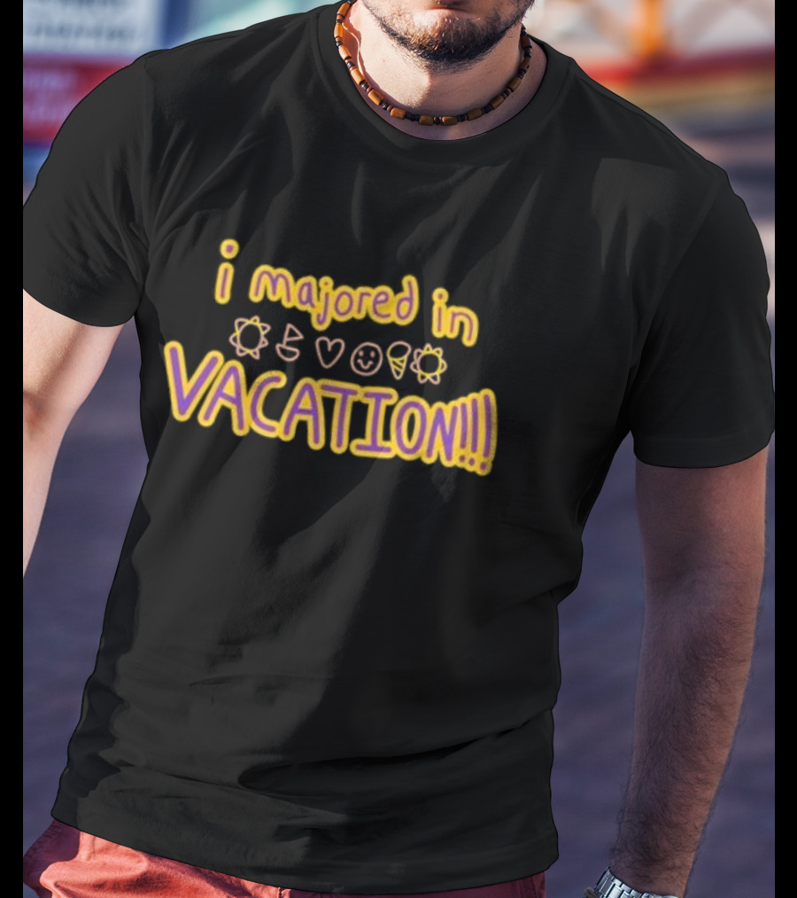 Wes10 Weston Koury I Majored In Vacation Icons Sun Heart Smiley Cone T-Shirt