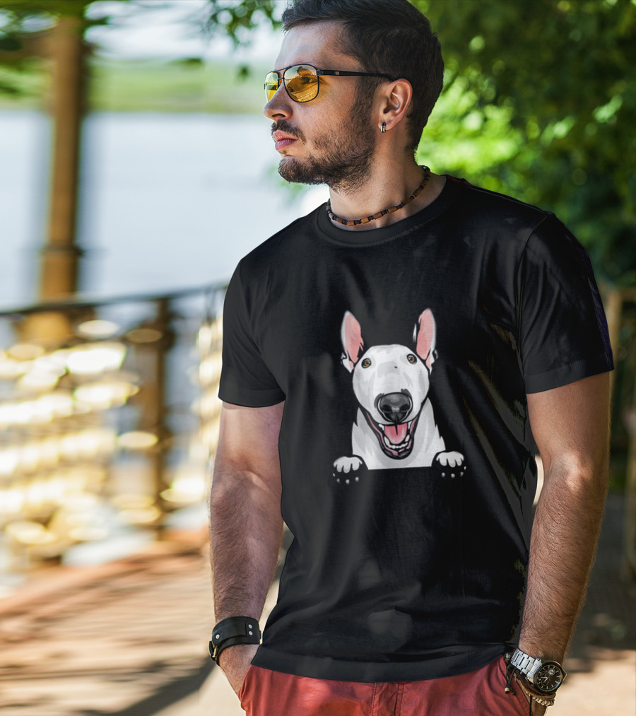 Animal Dog Bull Terrier Peeking With Ears And Nose T-Shirt