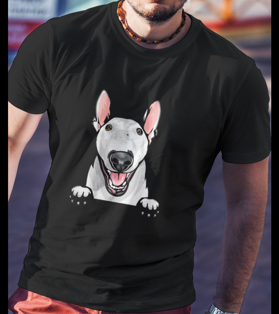 Animal Dog Bull Terrier Peeking With Ears And Nose T-Shirt