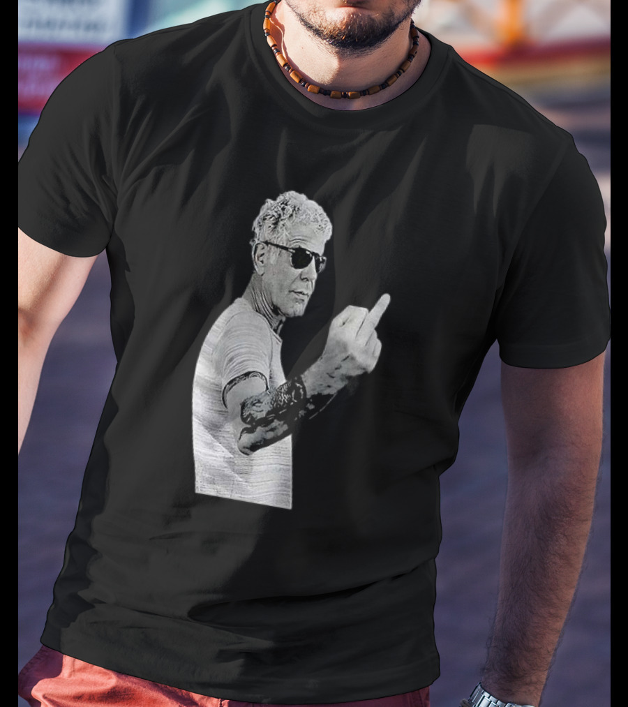 Anthony Bourdain Iconic Middle Finger Gesture T-Shirt