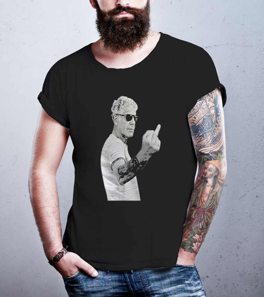 Anthony Bourdain Iconic Middle Finger Gesture T-Shirt