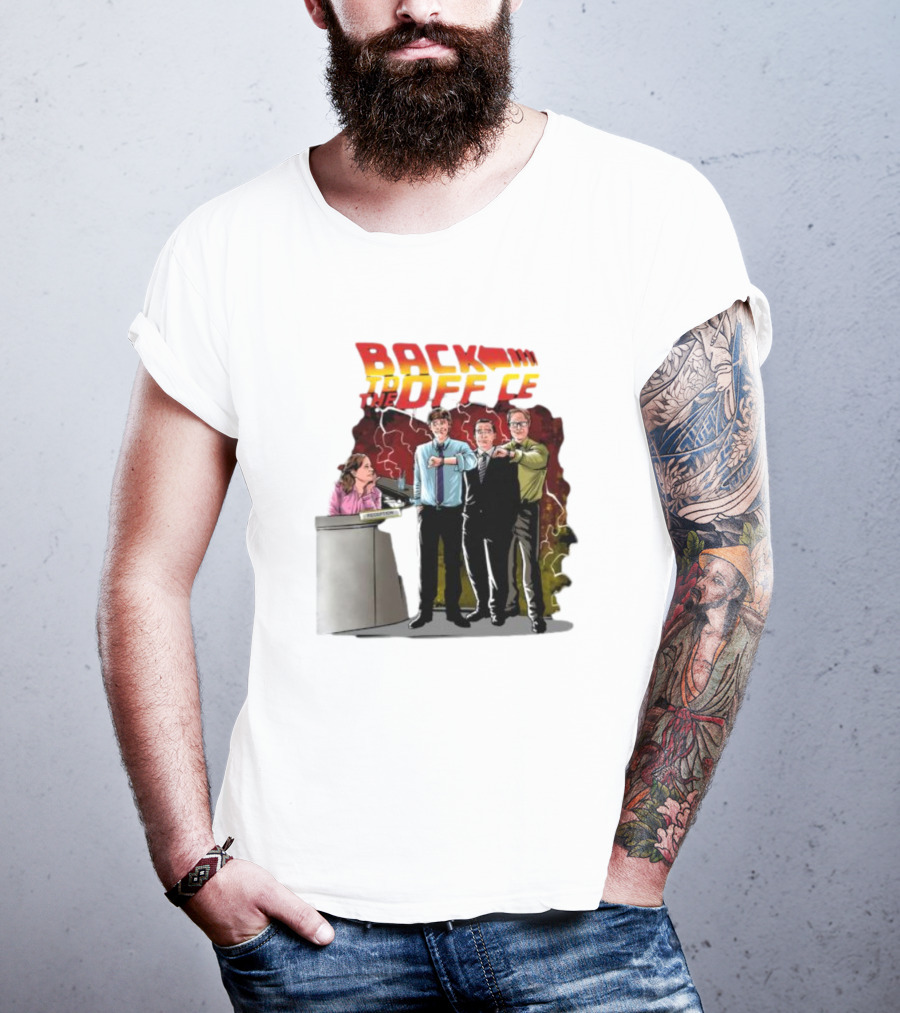 Back To The Office Men At Reception: Humorous Nostalgia With Lightning Burst T-Shirt
