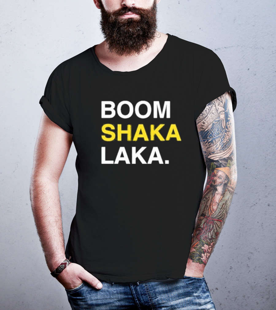 BOOM SHAKA LAKA Vintage Sports Culture Phrase T-Shirt