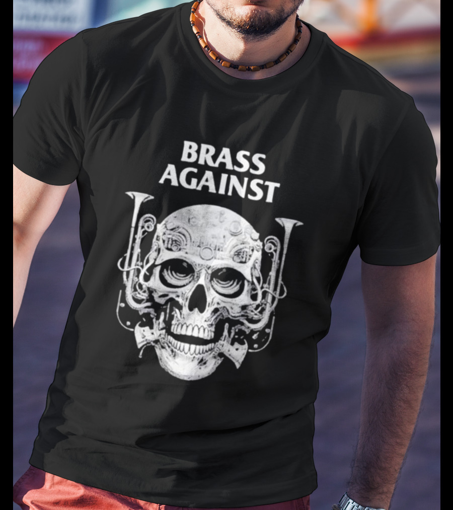 Brass Against Skull And Horns T-Shirt