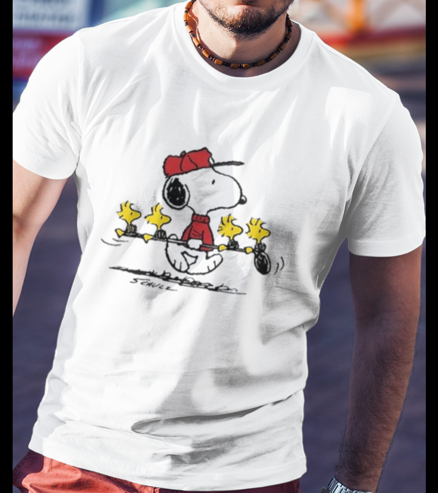 Snoopy Fishing With Woodstock Crew Summer Peanuts T-Shirt