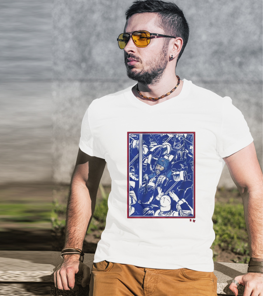 Vincent Trocheck Dogpile Hockey Team Celebration In Blue And White T-Shirt